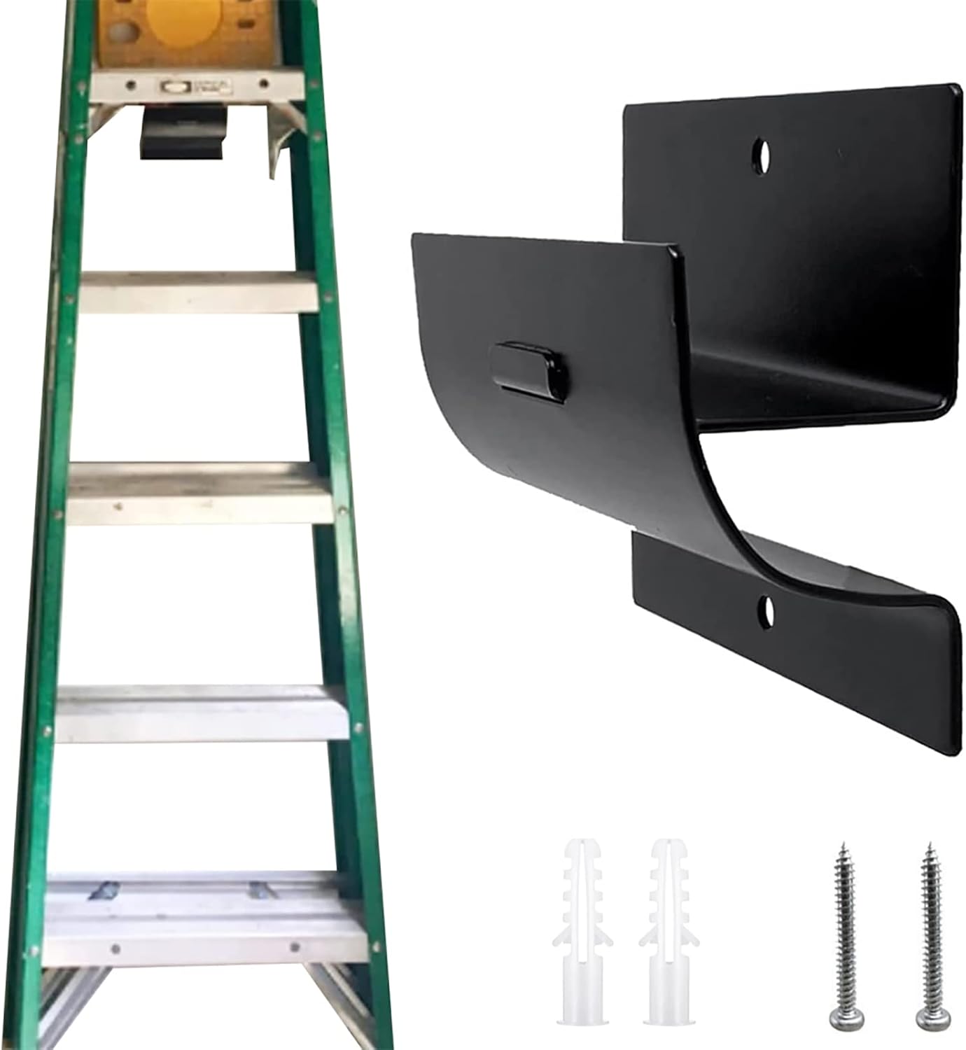 Changor Ladder Hook Hanger, Heavy Duty Wall Mount Garage Storage Organizer 50 lbs Capacity Metal Ladder Grabber for Hanging Ladder Wheelbarrow Chairs Garden Tools Shed Workshop Organization