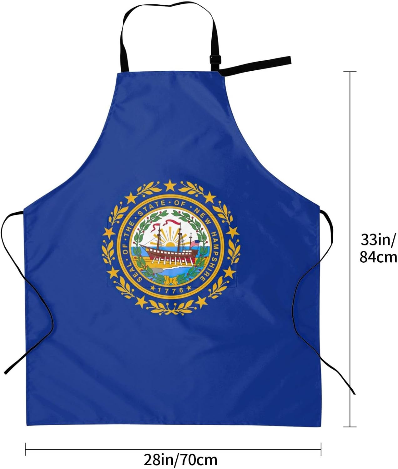 New Hampshire state flag print Waterproof chef's apron with pocket apron for kitchen cooking baking barbecue and gardening