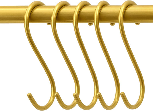 Brass S Hooks – Hanging Hooks for Kitchen, Bathroom, Garden & Closet O