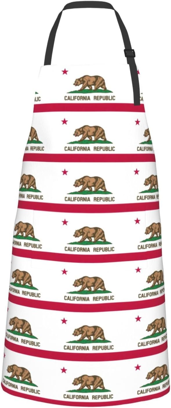 YANYU California state flag Print 28x33 In Kitchen Apron Stylish Chef Apron with Pockets for Cooking Baking Painting