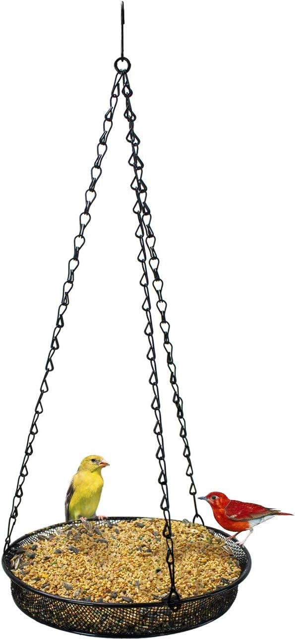 Sorbus Bird Feeder Hanging Tray, Seed Tray for Bird Feeders, Great for Attracting Birds Outdoors, Backyard, Garden (Black)