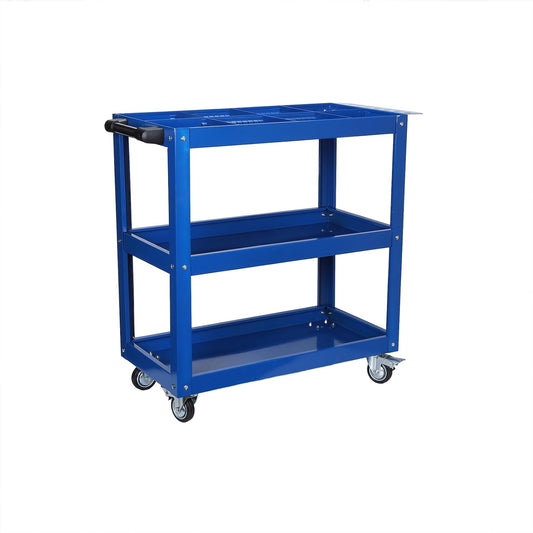 3 Tier Large Capacity Tool Cart, 330 lbs Tool Trolley with Adjustable 