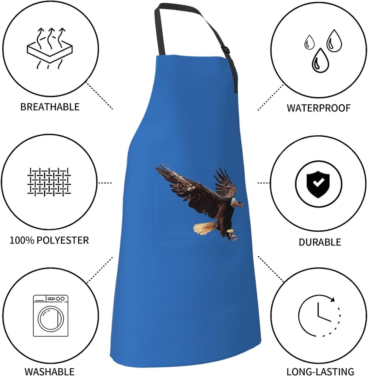 eagle print Waterproof apron with pocket adjustable cooking apron for adult kitchen bibs to bake