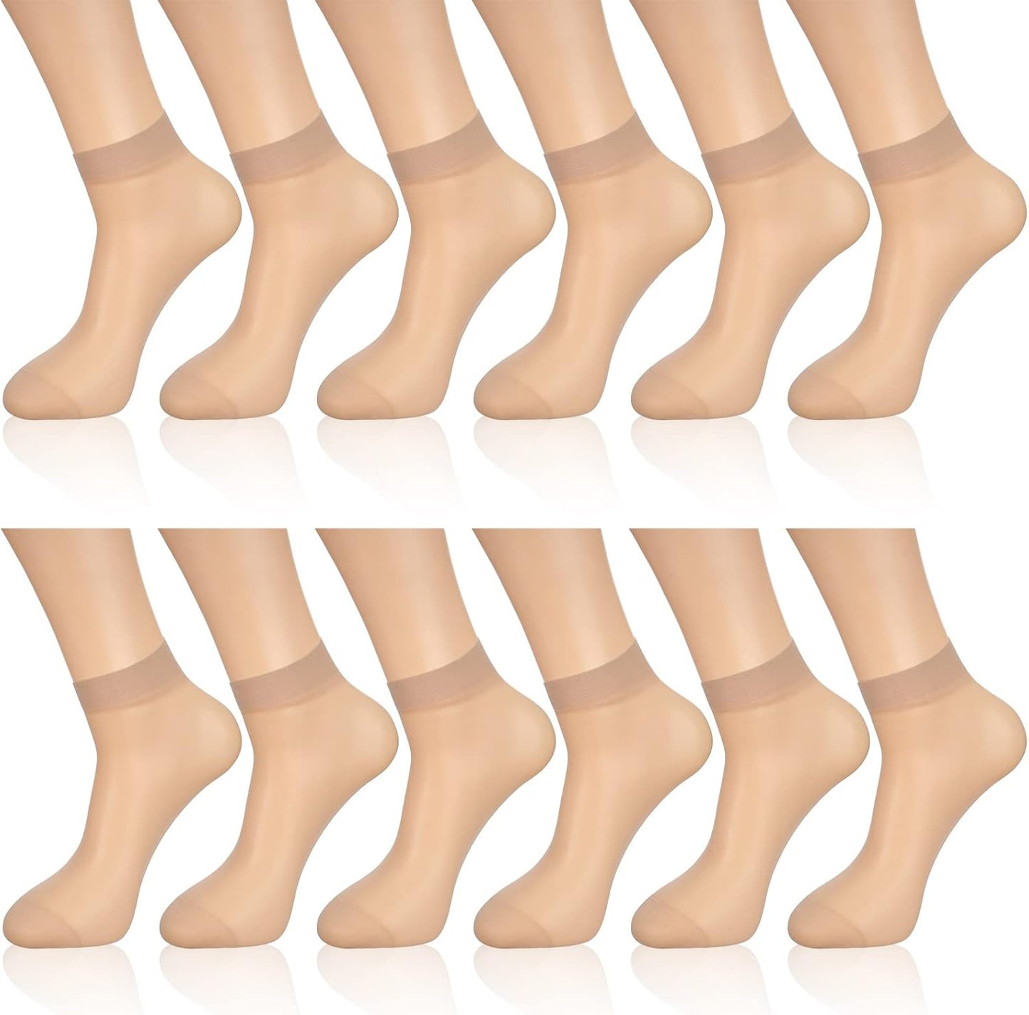 Geyoga 12 Pairs Sheer Ankle Socks Thin Nylon Transparent Ankle High Ho