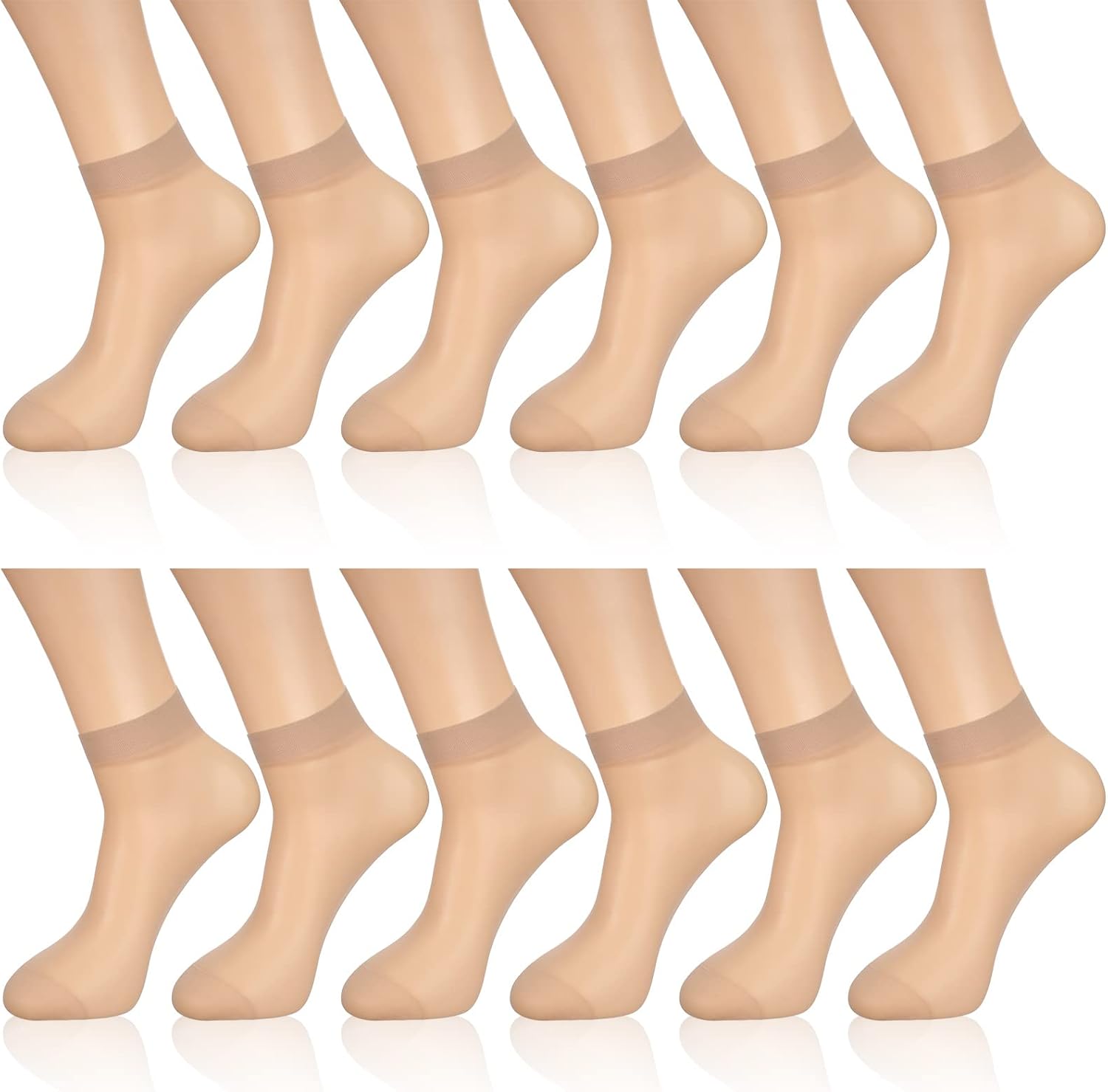 Geyoga 12 Pairs Sheer Ankle Socks Thin Nylon Transparent Ankle High Ho