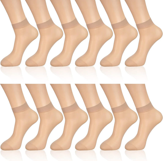 Geyoga 12 Pairs Sheer Ankle Socks Thin Nylon Transparent Ankle High Ho
