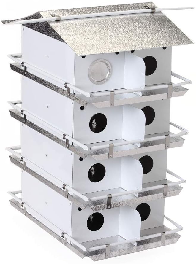 Birds Choice PMC16 Coates Purple Martin House 4 Floor /16 Room, Bird House, Large, White/Grey