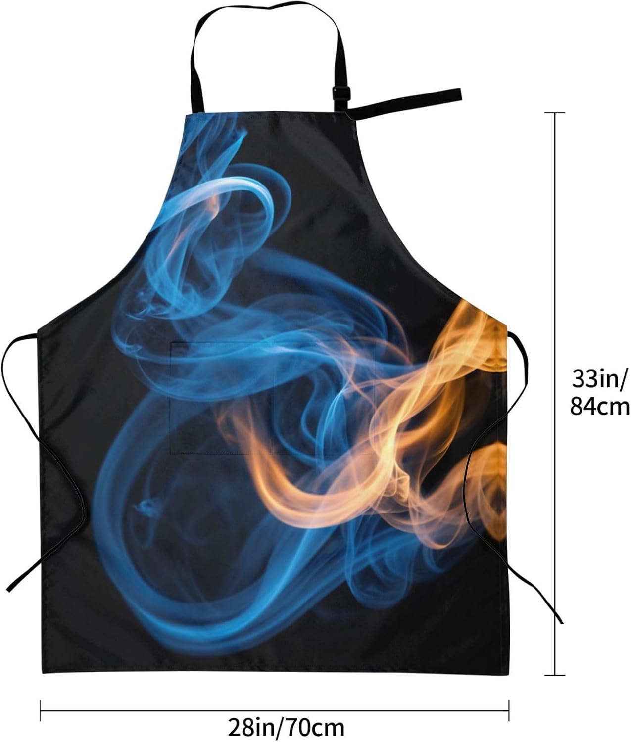 Blue Flame print Waterproof chef's apron with pocket apron for kitchen