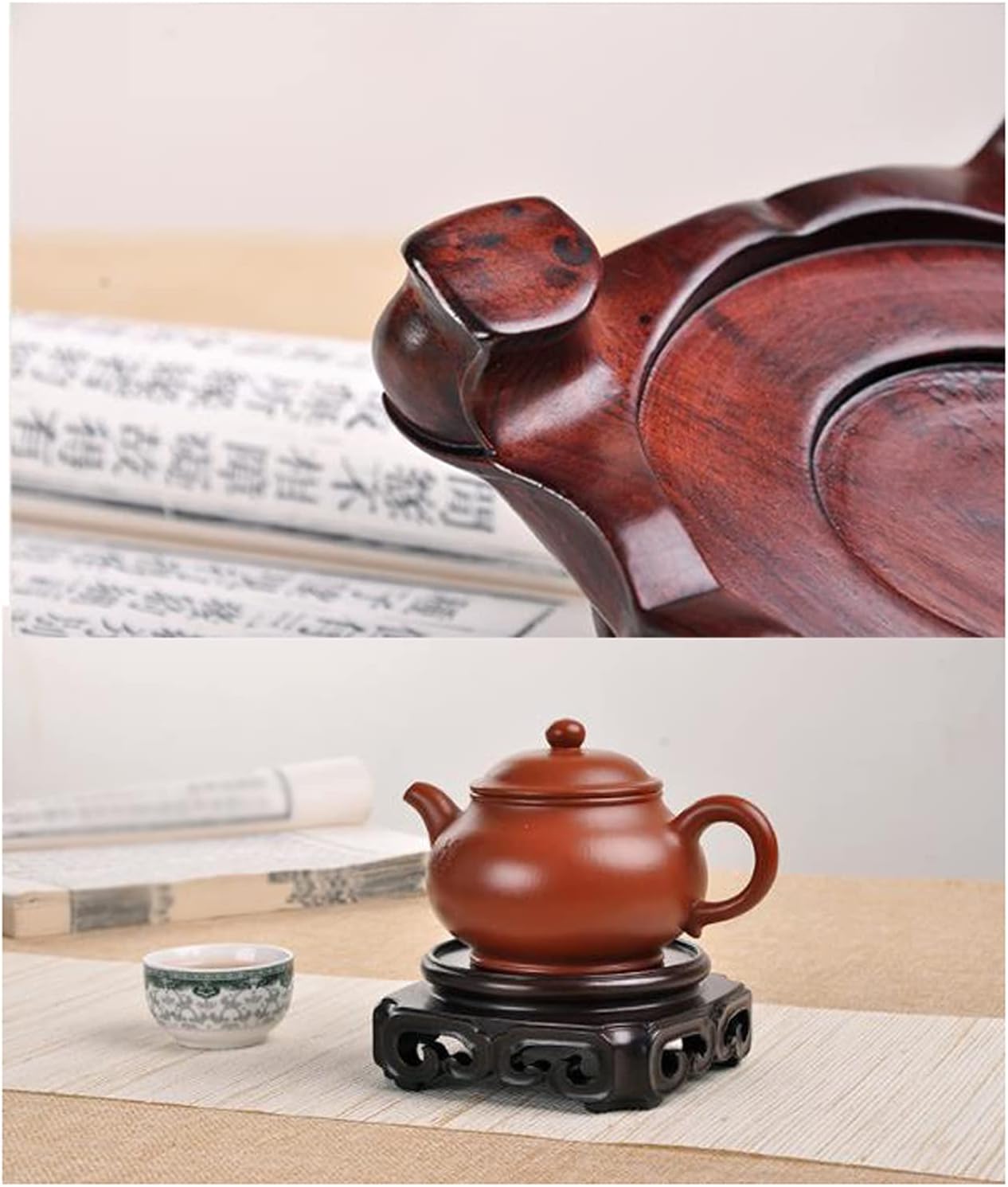 Plant Pot Saucer Wooden Vase Base Mahogany Bracket Ornaments Round Base Stone Strange Stone Teapot Bonsai Vase Flower Pot Incense