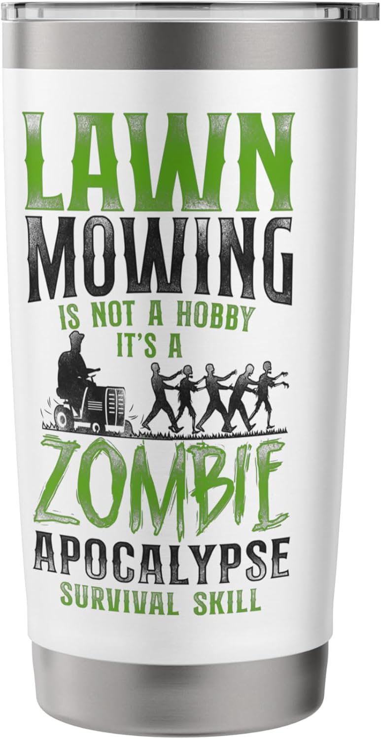 Lawn Mower Mowing Dad Father Landscaper Zombie Tractor Lawn Stainless Steel Insulated Tumbler