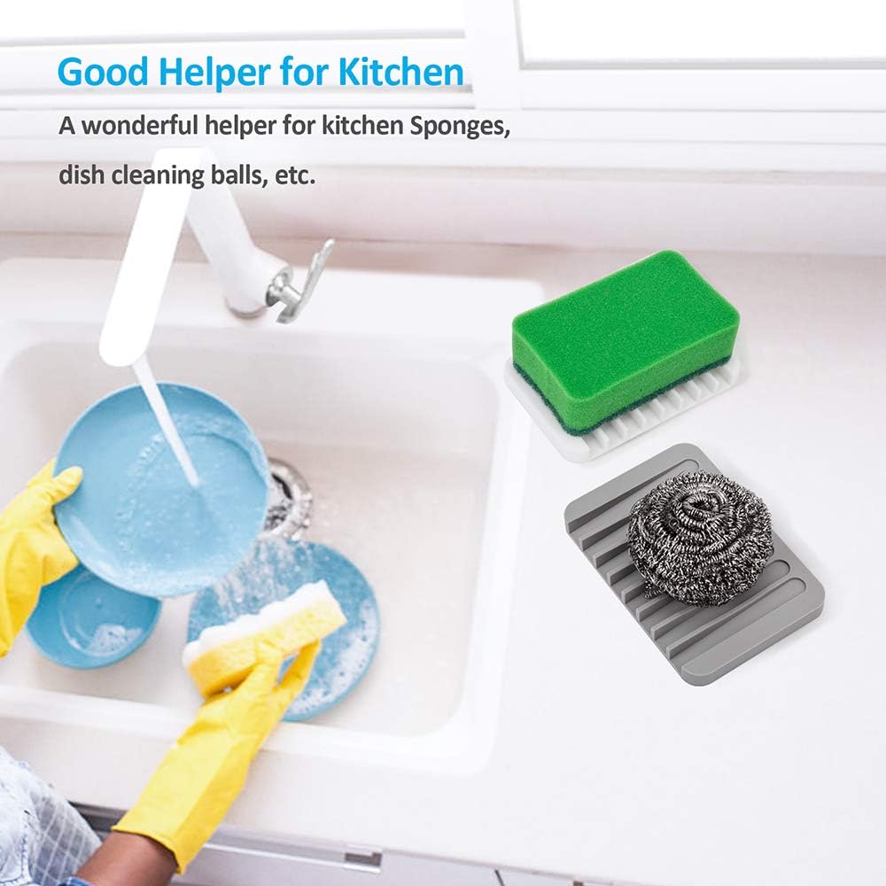 Mcyye Self Draining Soap Dishes, Premium Silicone Soap Holder & Saver for Shower, Bathroom, Kitchen, Bath Tub, Razor, Sponges, Drains Water Very Well, Can Extend Soap Life, Easy Clean