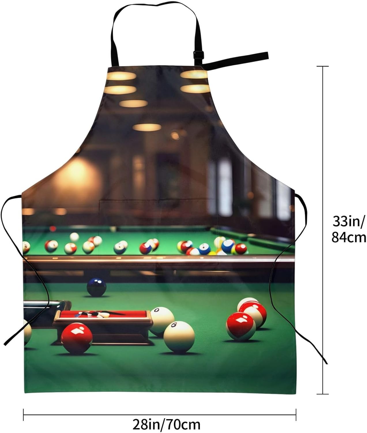 Billiard Print Laundry apron 28x33 In Waterproof Kitchen Apron with Pockets for Cooking Baking