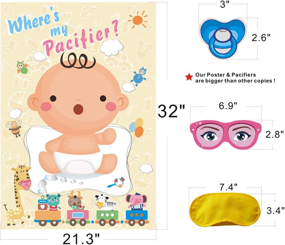 ADJOY Pin The Pacifier on The Baby Game - Baby Shower Party Favors Dum