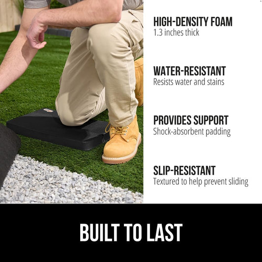 GORILLA GRIP Extra Thick Patent Pending Supportive Foam Kneeling Pad, Large Cushion Knee Pads for Gardening, Baby Bath Time, Dirt and Water Resistant, Workout and Garden Supplies, 17.5x11, Black