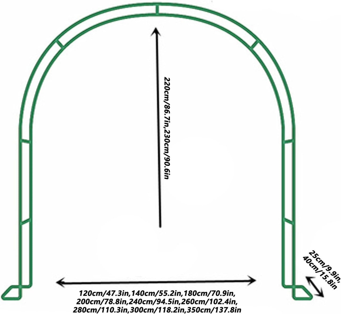 Adjustable Steel Garden Arch for Climbing Plants, Wedding Rose Arch, Outdoor Pergola, Garden Archway for Backyard & Lawn - Black, 120x220x40cm