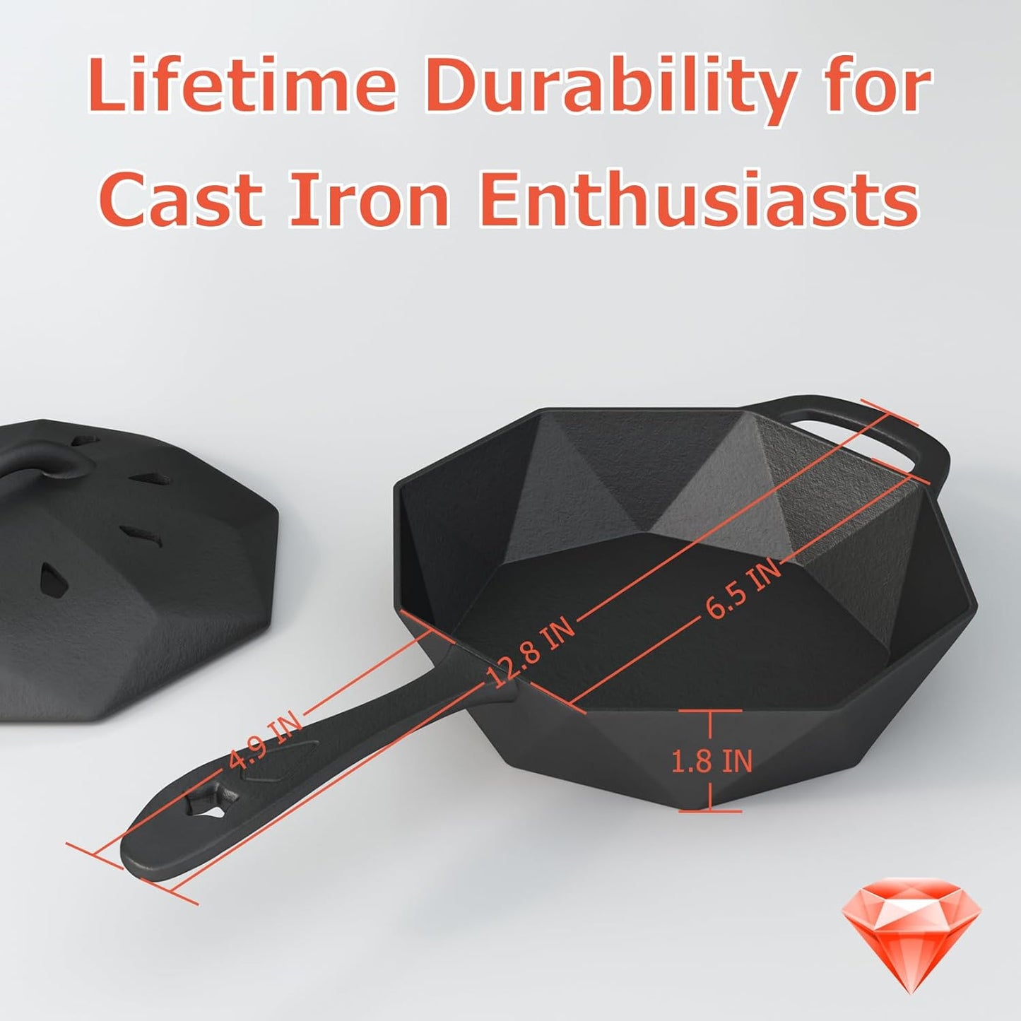 Cast Iron Skillet with Lid Pre-seasoned Cast Iron Pans, Smoker Box for