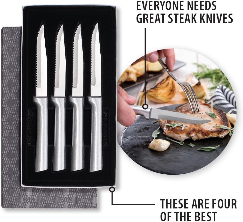 Rada Cutlery Four Serrated Steak Knives Gift Set (S4S), 4-Piece Knife 