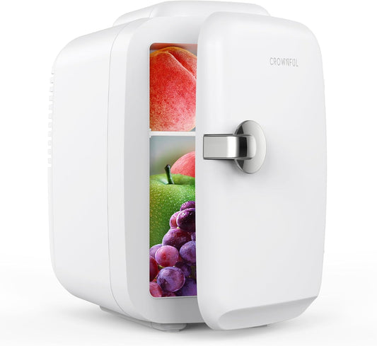 CROWNFUL Mini Fridge, 4 Liter/6 Can Portable Cooler and Warmer Persona