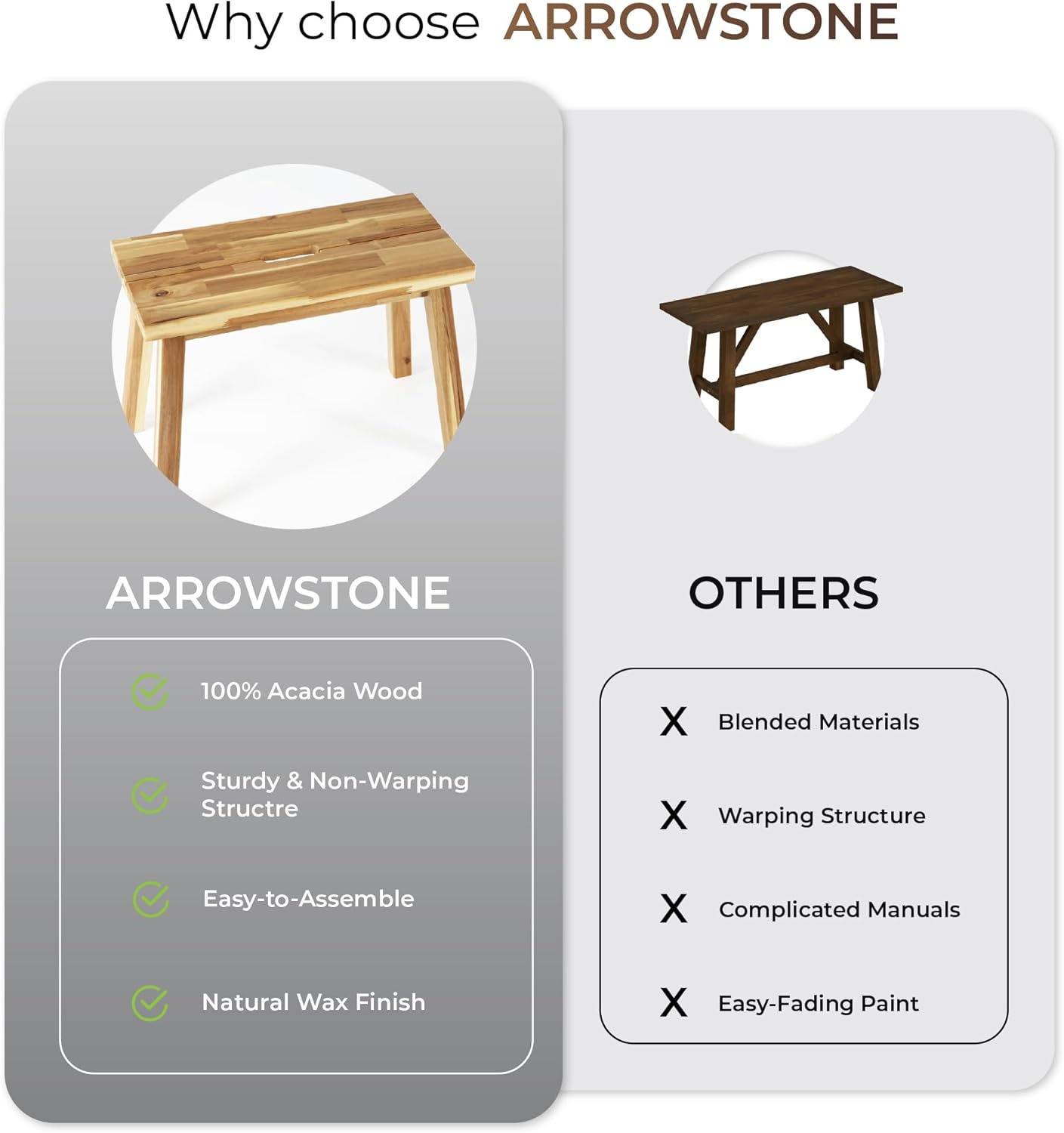 Solid Wood Bench for Entryway, Make Up Bench, Bed Bench, Dining, Plant Stand - Wooden Bench Indoor (26 inches)