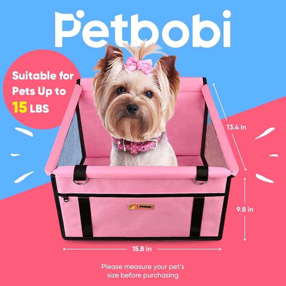 Petbobi Pet Reinforce Car Booster Seat for Dog Cat Portable and Breath