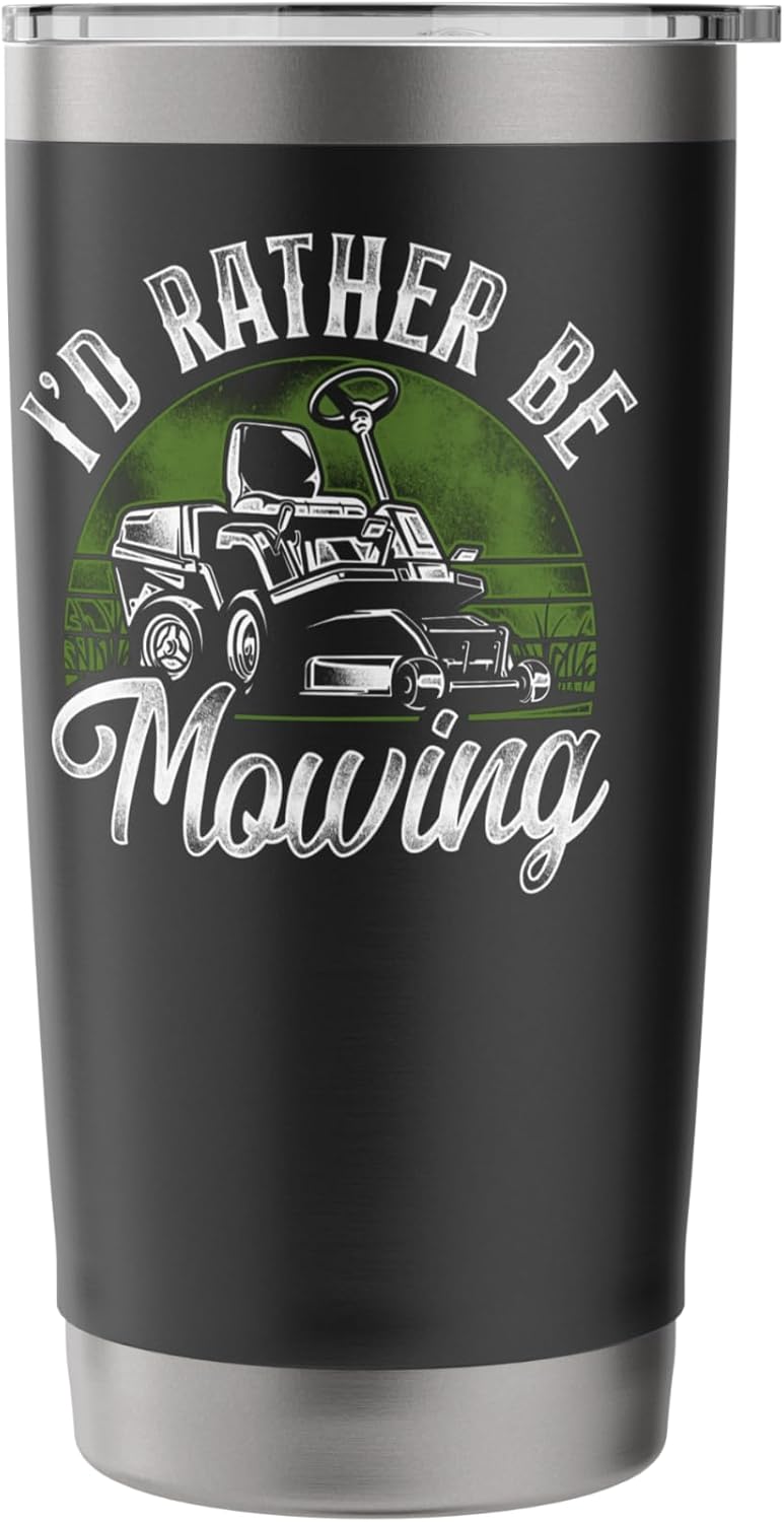 Lawn Mower Mowing Dad Father Landscaper Vintage Tractor I'D Stainless Steel Insulated Tumbler