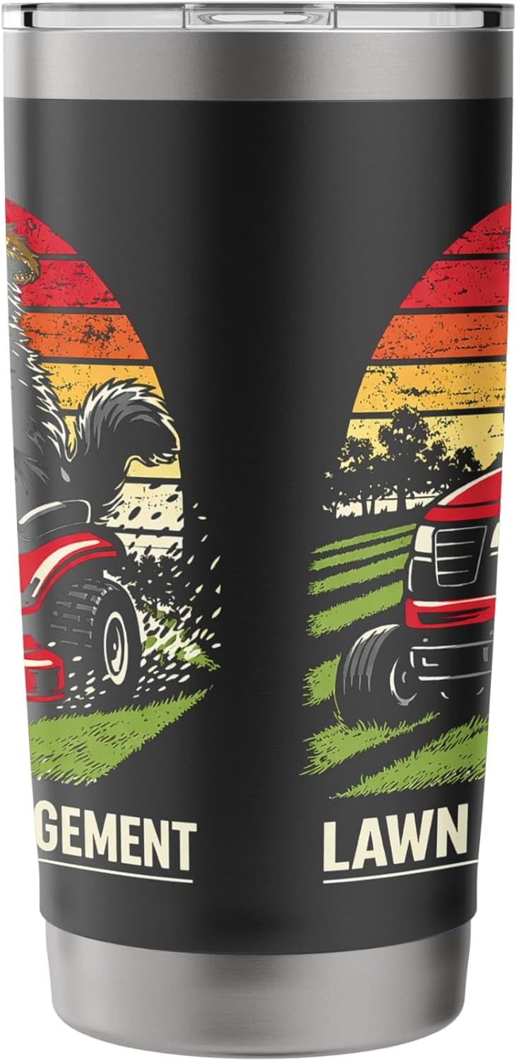 Funny Lawn Care Ride on Lawn Mower Cat Dad Father's Day Stainless Steel Insulated Tumbler