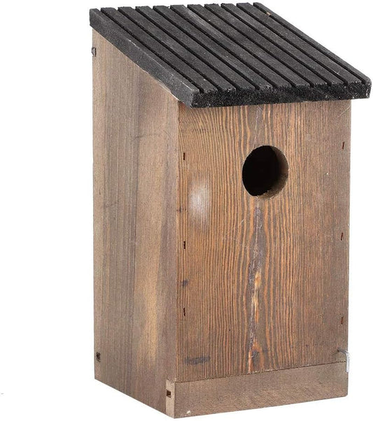 Wood Bird House, Hanging Bird Nesting Box, Woody Woodpecker House Woodland Cabin Resting Place for Birds, Outdoor Decor and Wooden Garden Decoration - Moisture Proof