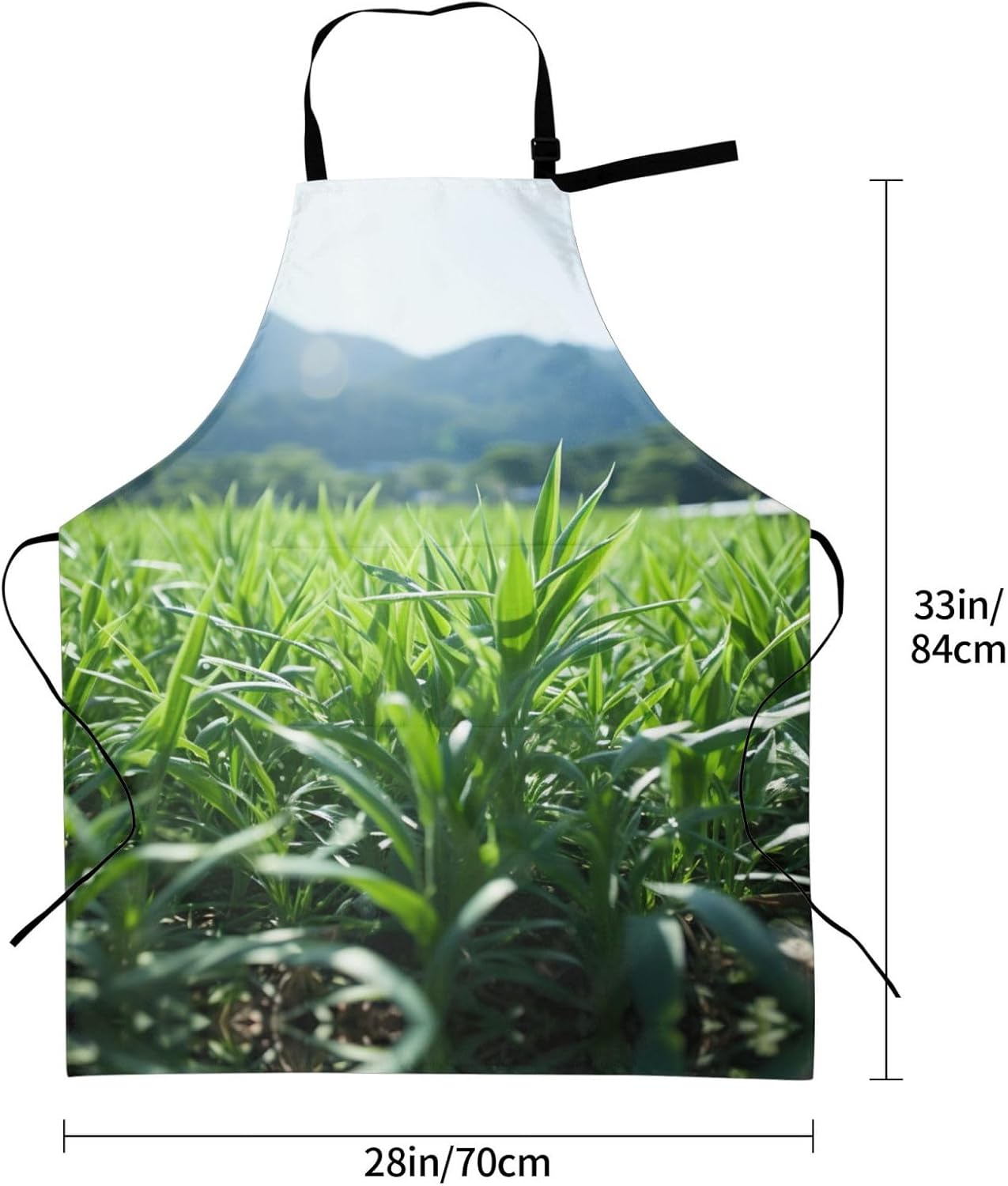Organic Green print Waterproof apron with pocket adjustable cooking apron for adult kitchen bibs to bake