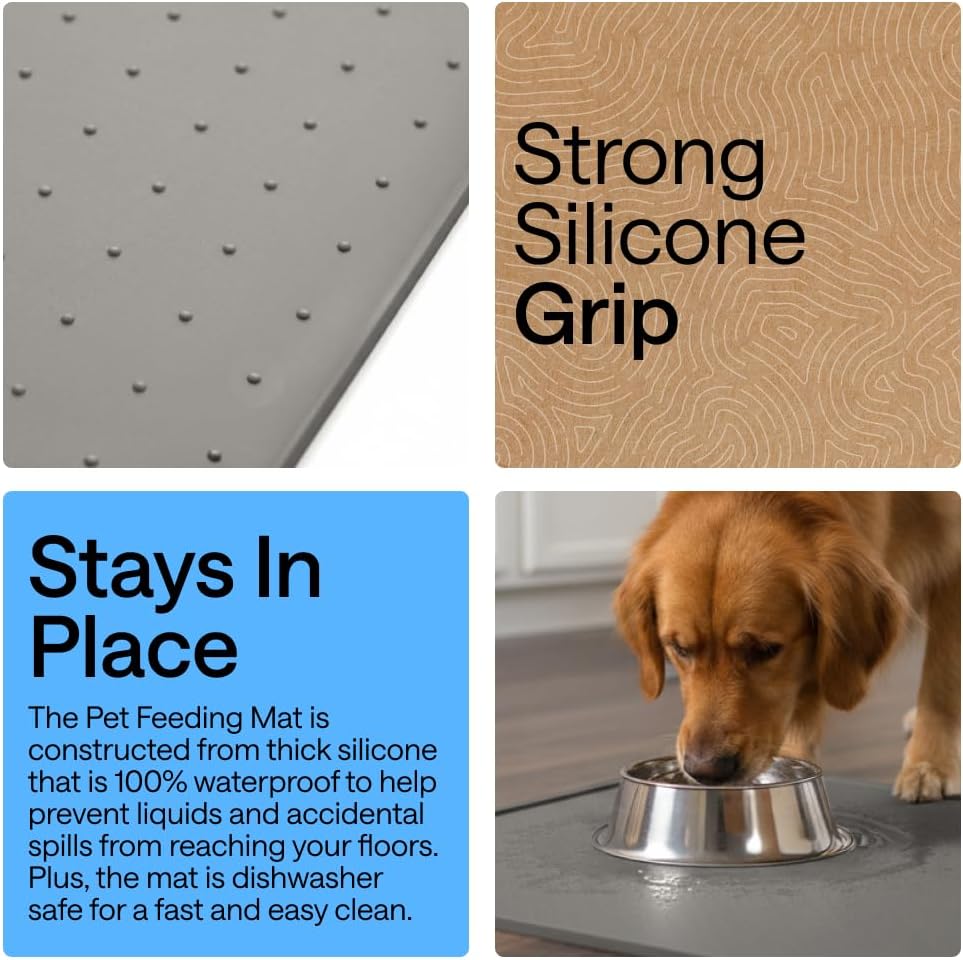 GORILLA GRIP 100% Waterproof Raised Edge BPA Free Silicone Pet Feeding
