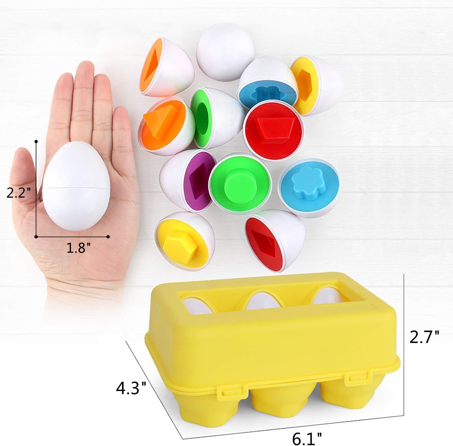 Toddler Toys - Color Matching Egg Set - Educational Color, Shapes and 