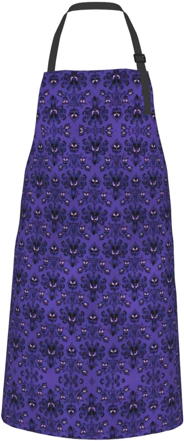 Haunted Mansion Print 28x33 In Adult Kitchen Apron with Pockets Versatile Chef Smock for Cooking Baking