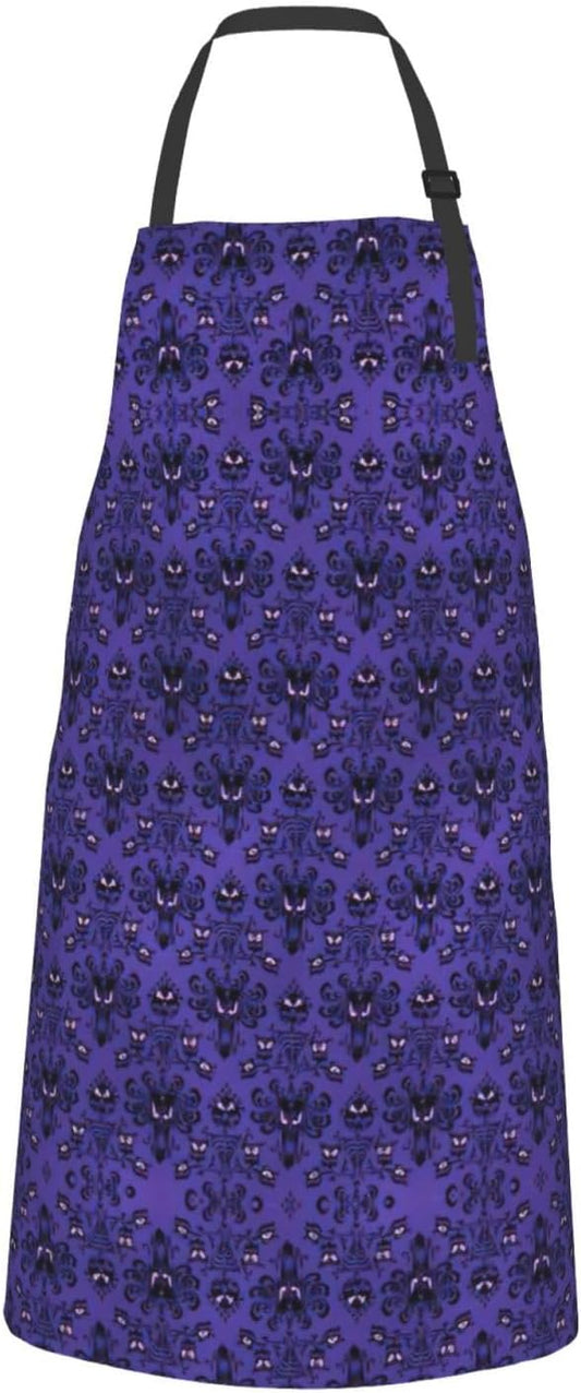 Haunted Mansion Print 28x33 In Adult Kitchen Apron with Pockets Versatile Chef Smock for Cooking Baking