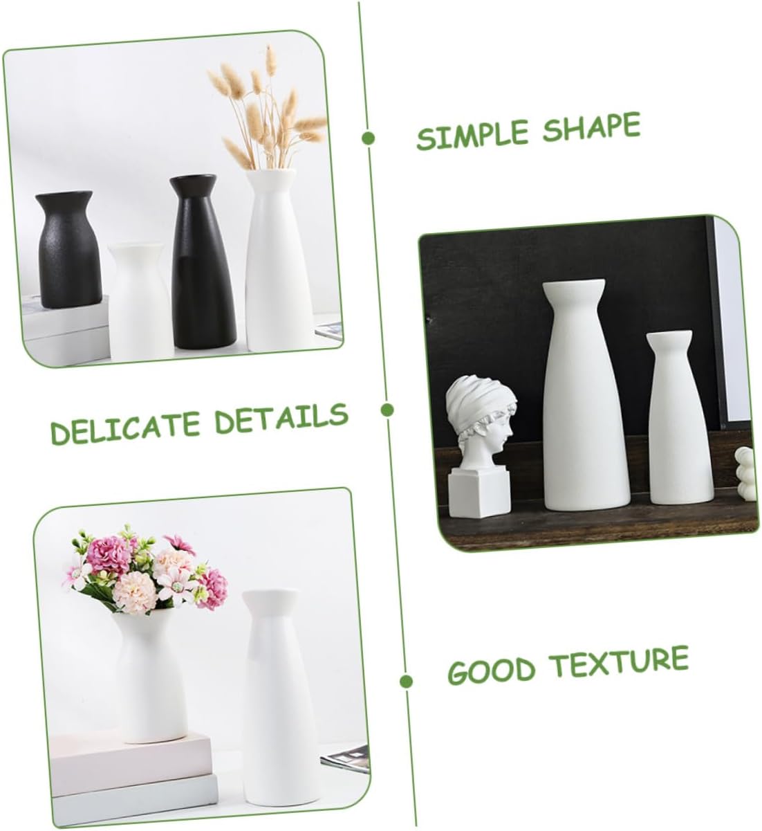 PRETYZOOM White Ceramic Mini Flower Vase Medium Size Hydroponic Pot Home Décor Planter for Dried Flowers Tabletop Ornament