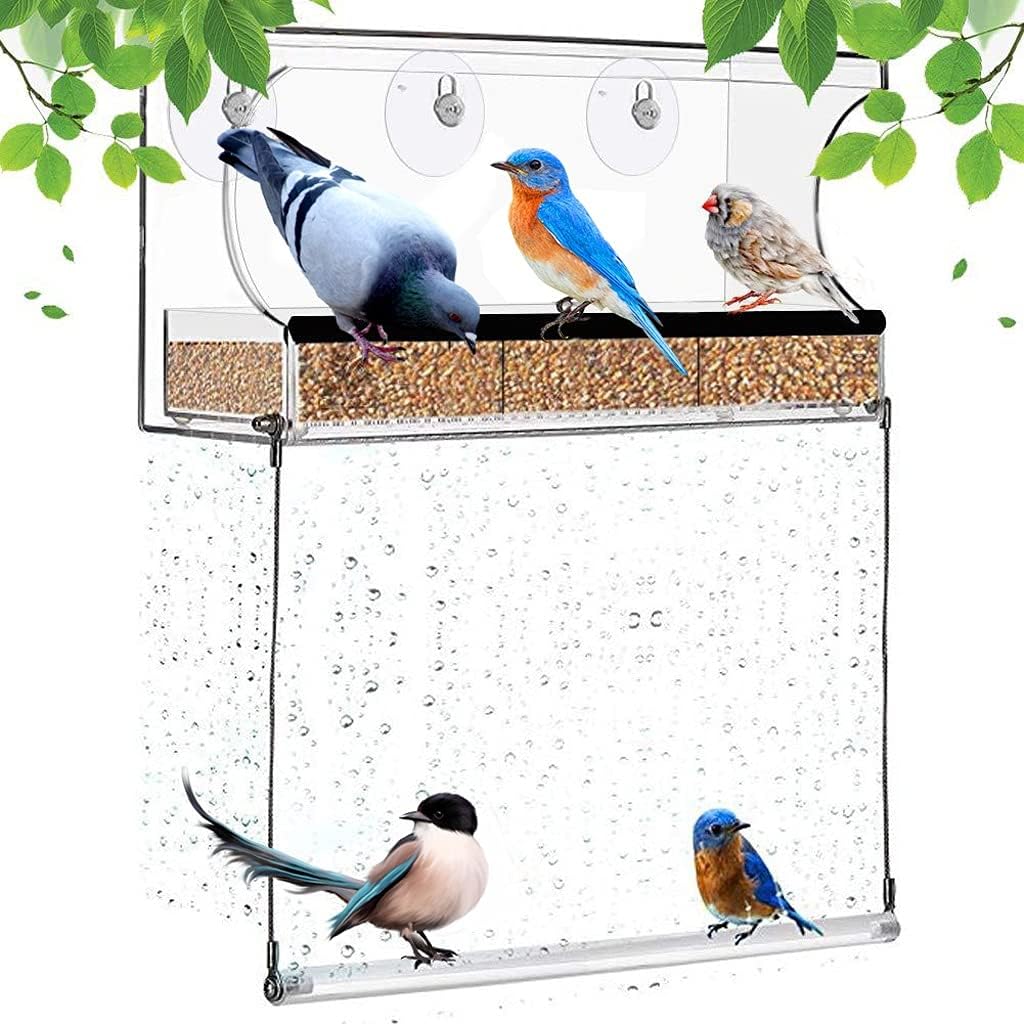 Outdoor Bird Feeders for Wild Birds Finch Cardinal and Bluebird Large Outside Hanging Bird House Kits Drain Holes