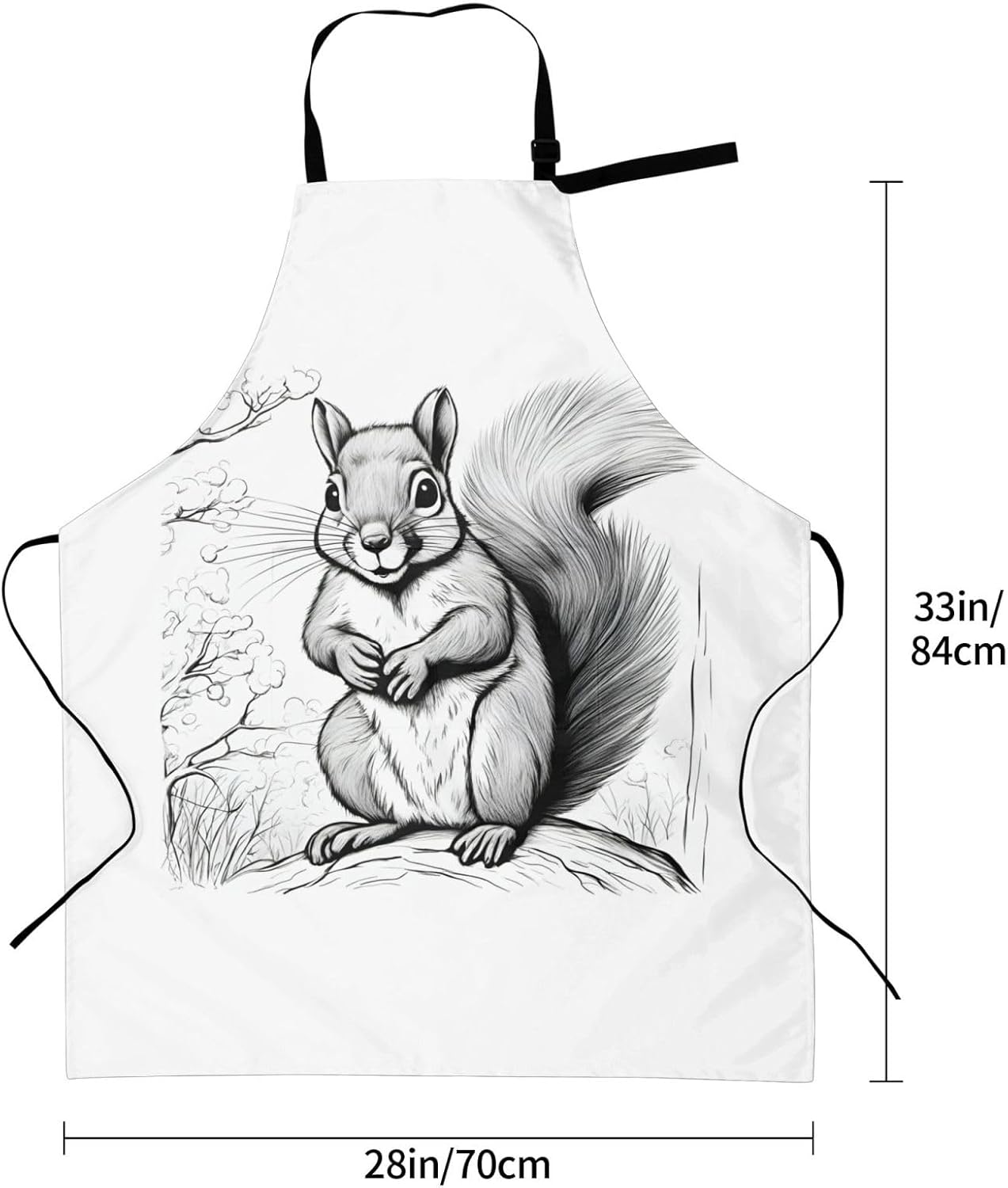 cartoon squirrel print Waterproof chef's apron with pocket apron for kitchen cooking baking barbecue and gardening