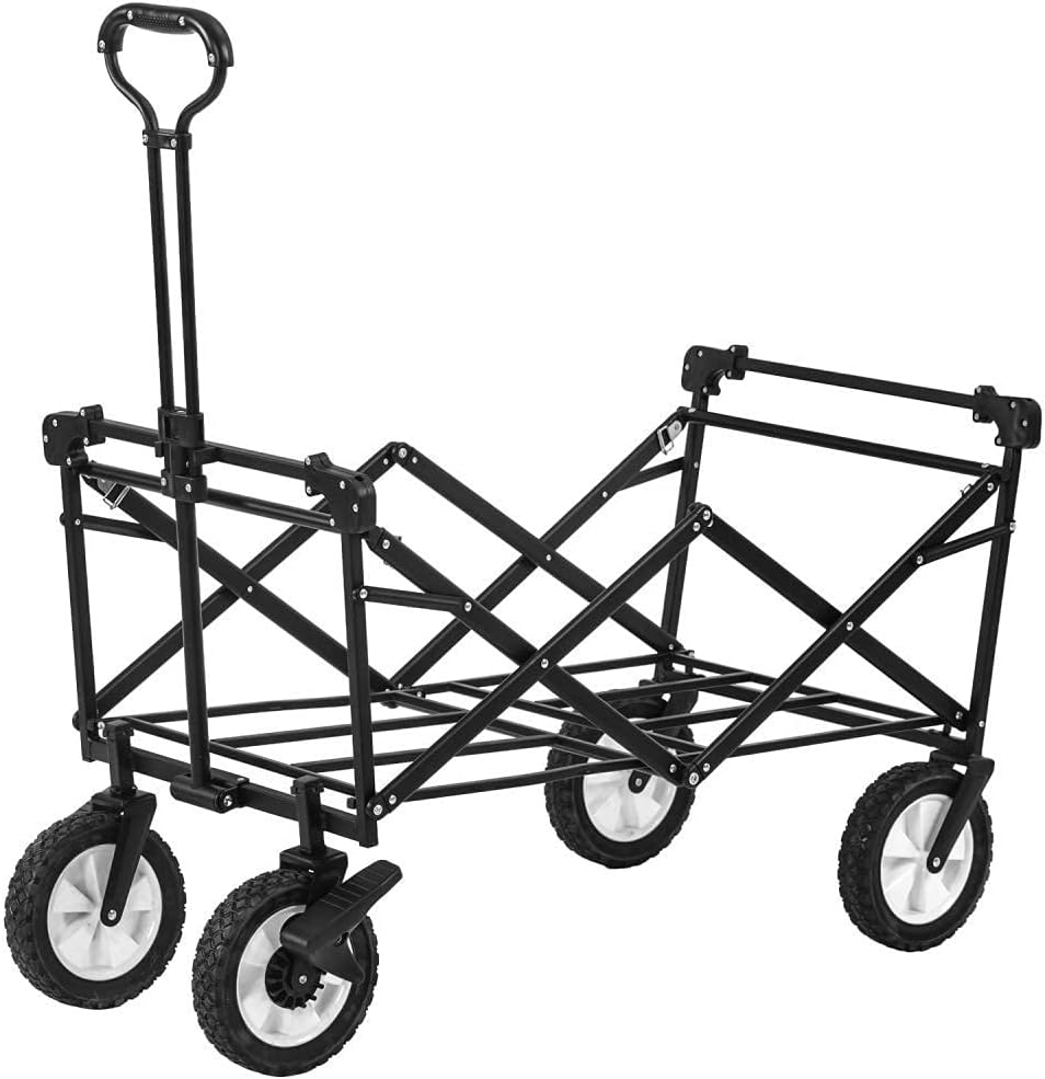 Folding Camping Cart,Portable Garden Cart with 4 Wheels,Romovable Cano
