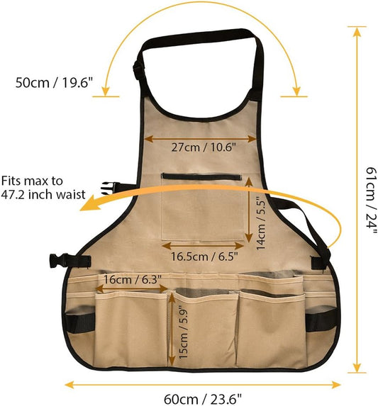 Garden Apron for Men Women with 14 Pockets, Gardening Tool Work Aprons