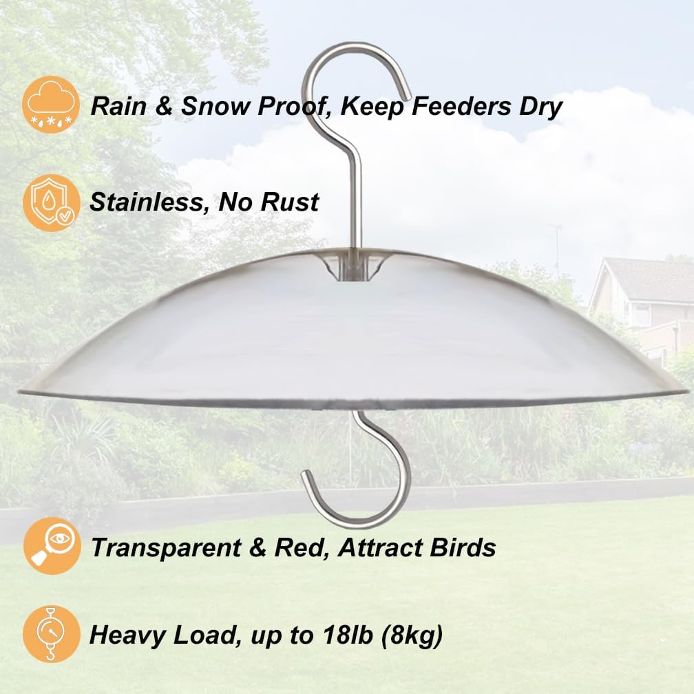 8" Mini Rain Cover for Bird Feeder/House - Clear Small Protective Dome Guard Against Rain/Snow/Sun - Dia. 20CM