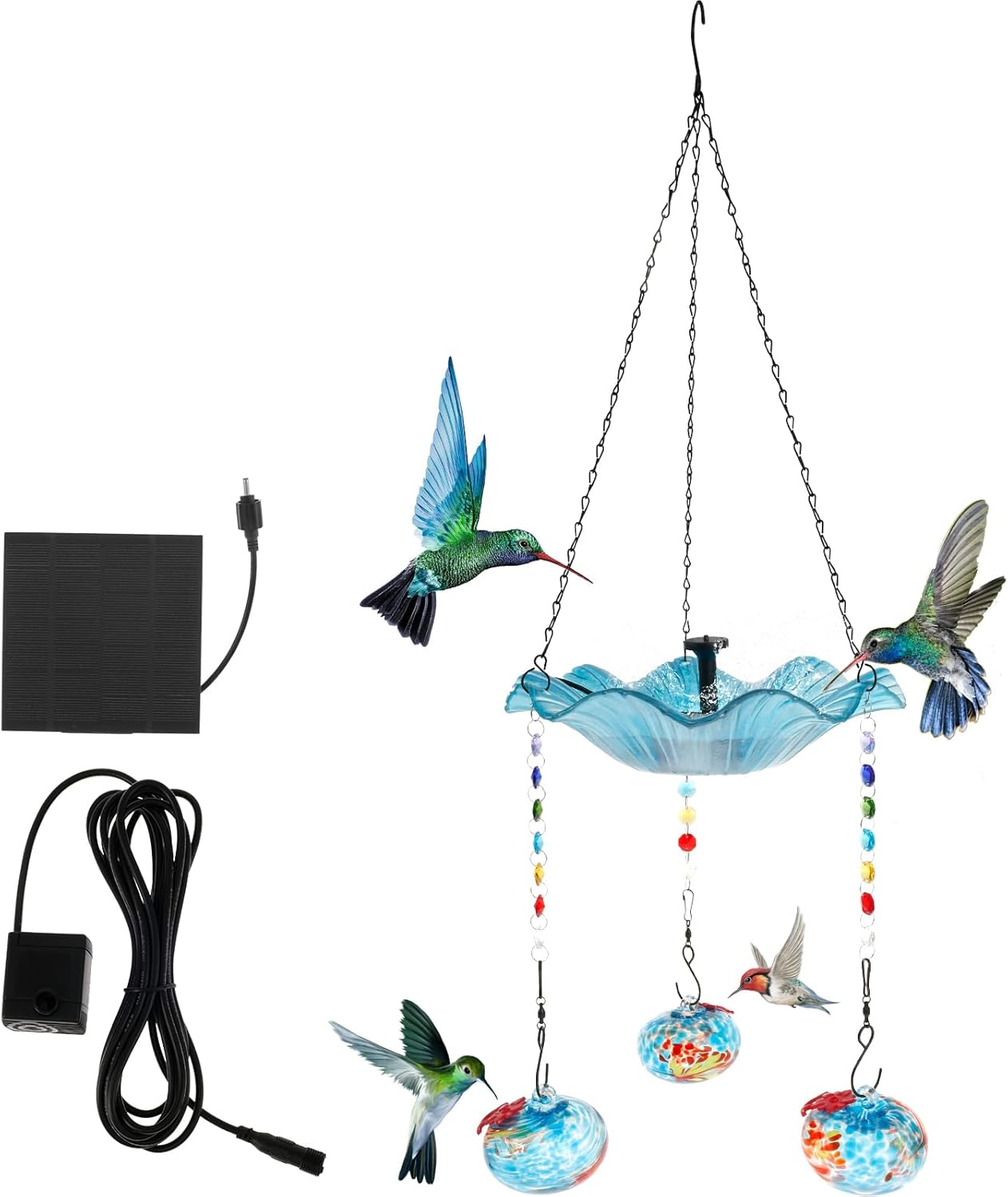 Hummingbird Feeder Bird Bath for Outdoors Hanging Hummingbird Bath Fountain Feeder Decorative Hummingbird Bath Feeder with 3 Feeder Balls Detachable Easy to Install for Birds ZHAZHAMO