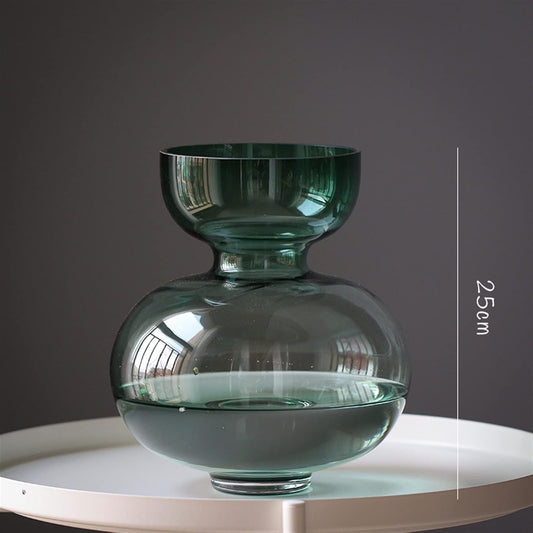 Green Flower Vase Crystal Glass Vase Flower Pots Planters Home Decor D