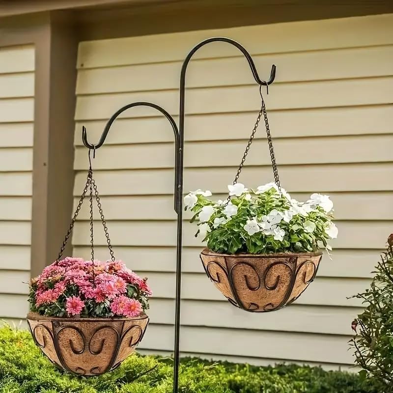 Patio Hanging Chain with Hooks - Black Metal Decorative Chain for Hanging Planters, Bird Feeders, Signs, Lanterns & Ornaments - Outdoor/Indoor Use (4 FT, 1 Piece)
