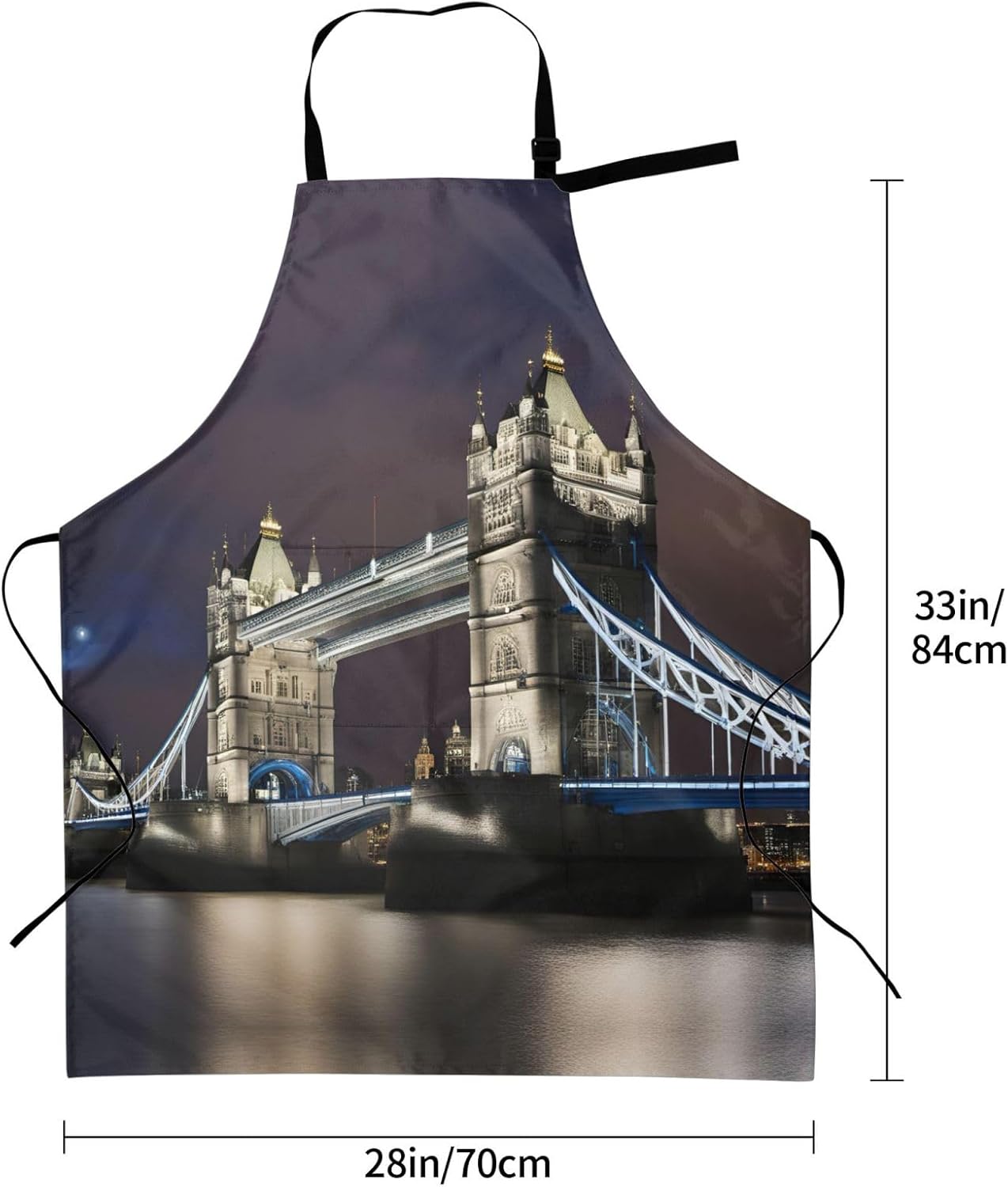 Tower Bridge in London print Waterproof chef's apron with pocket apron for kitchen cooking baking barbecue and gardening