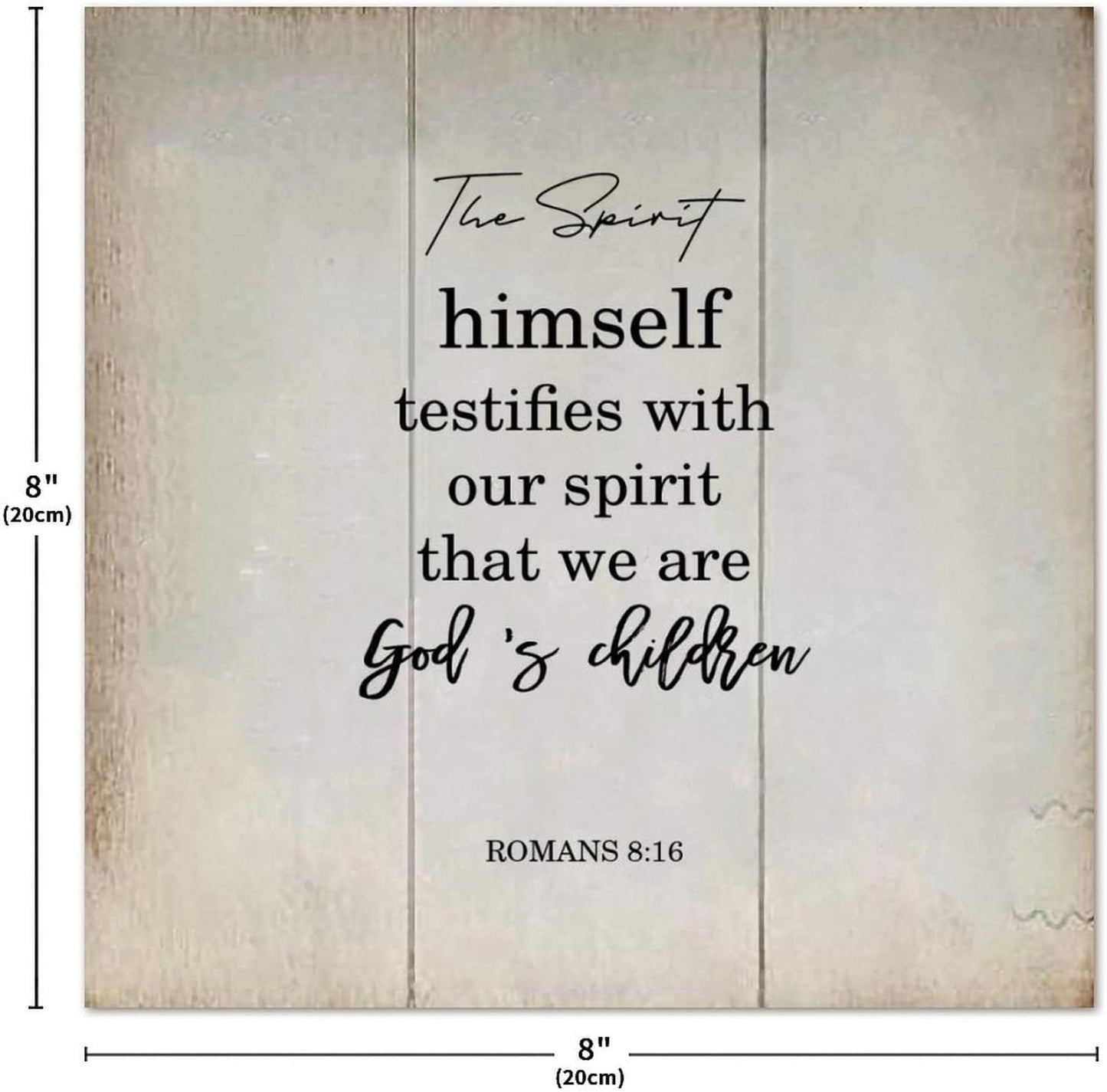 LITTLEGROVE SEEDS Vintage Bible Verse Wood Sign The Spirit Himself Testifies with Our Spirit Sign Rustic Wall Hanger Farmhouse Wall Art for Home Man Cave Door Porch Garden Party 8x8in