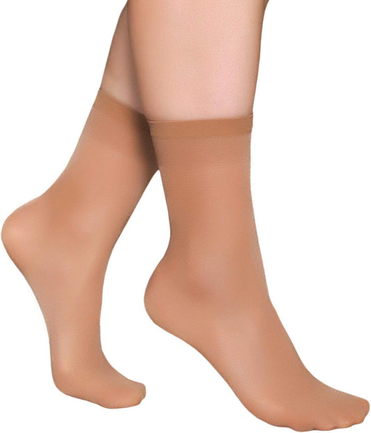 Pioni Women's 5 Pairs Nylon socks for women Ankle High Sheer Socks Tig