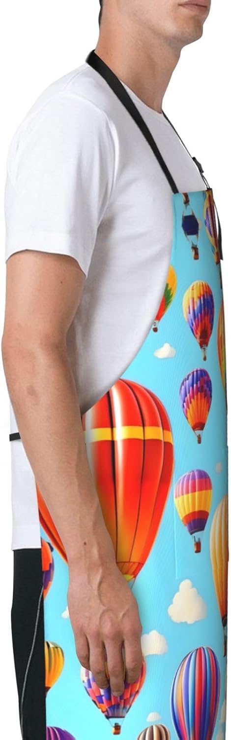 Hot Air Balloons print Waterproof apron with pocket adjustable cooking apron for adult kitchen bibs to bake