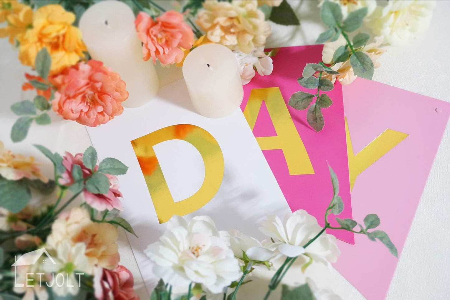 Roseo Pink Happy Birthday Banner Signs Golden Sparkle Funny Birthday Party Supplies for Girls Party Decorations Nursery Decorations 13 Pieces