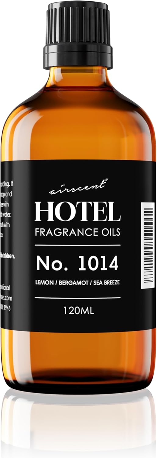 AirScent Hotel Diffuser Oil No. 1014 - The Iconic 5-Star Hotel Coastal Blend - Lemon Bergamot Sea Breeze - 120 mL Hotel Diffuser Oil for Ultrasonic and Waterless Diffusers and Crafting