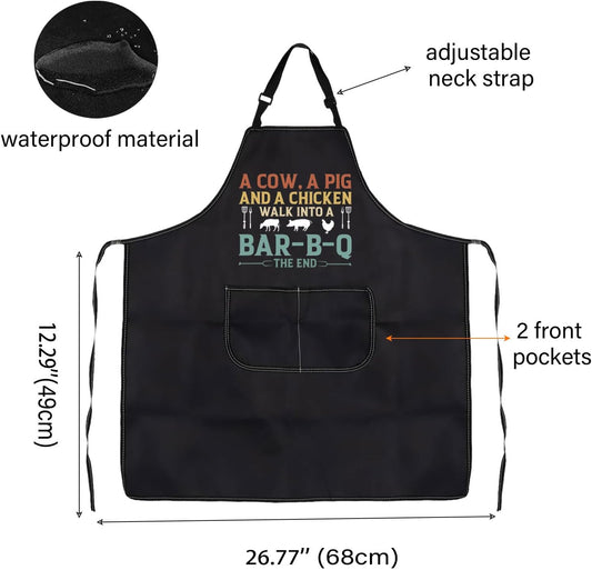 WCGXKO Cow Pig Chicken Walk Bar-B-Q BBQ Barbecue Grilling Kitchen Apron Baking BBQ Gift