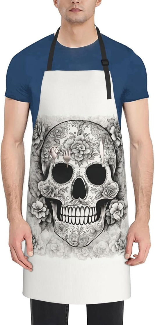 Mexican Skull print Waterproof apron with pocket adjustable cooking apron for adult kitchen bibs to bake