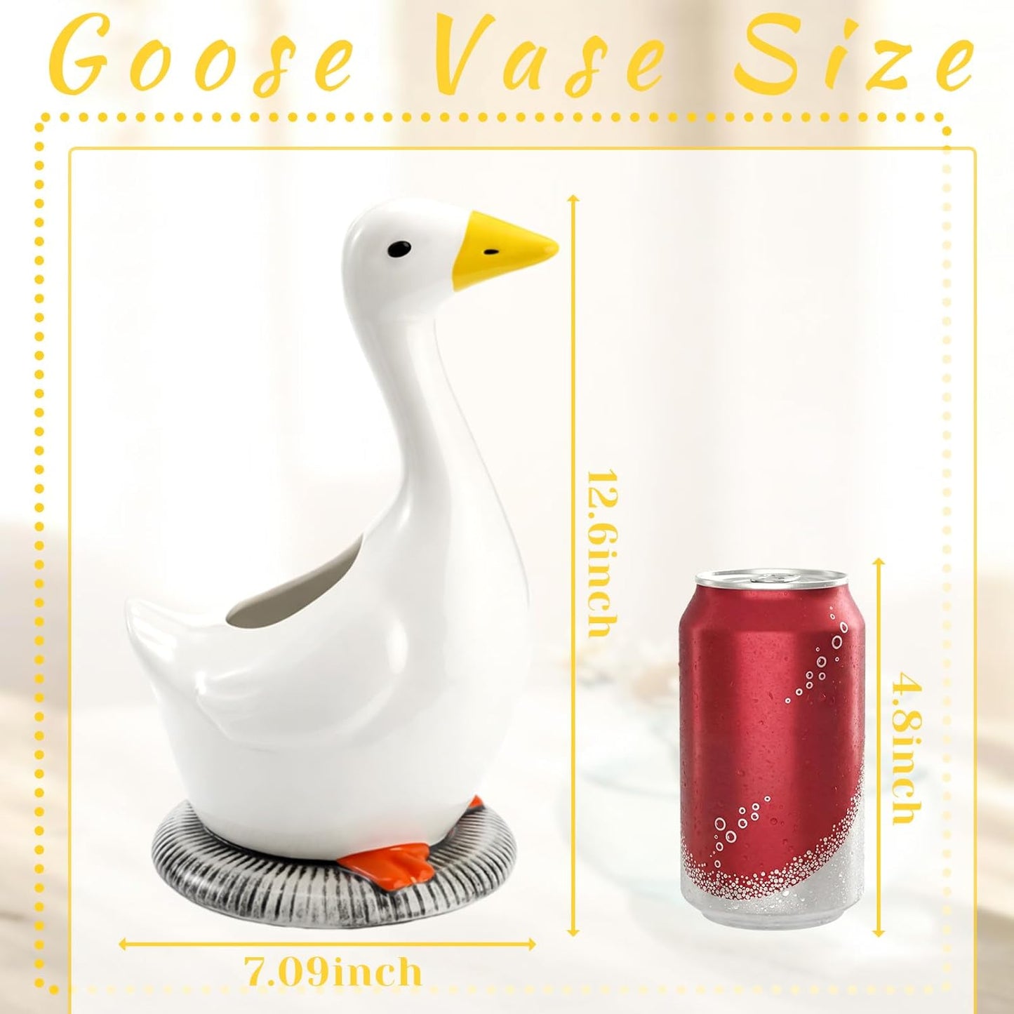 Silly Goose Vase Ceramic Cute Flower Vase Goose Birthday Party Table Centerpieces White Animal Planter Pot Home Decor for Office Living Room Kitchen Bathroom Decor Housewarming Gifts